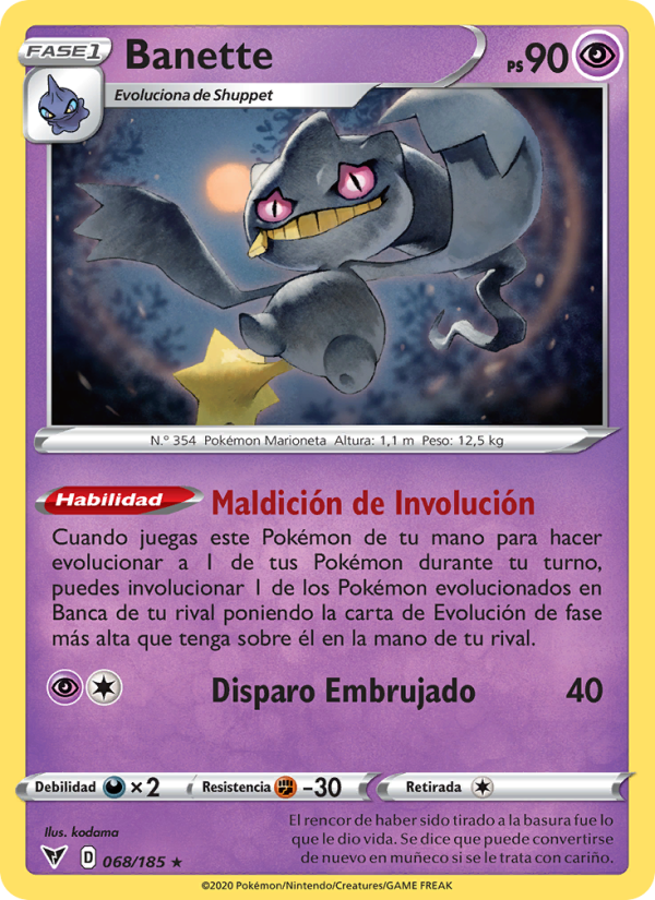 Banette 68 — Voltaje Vívido (Spanish Pokémon TCG card)