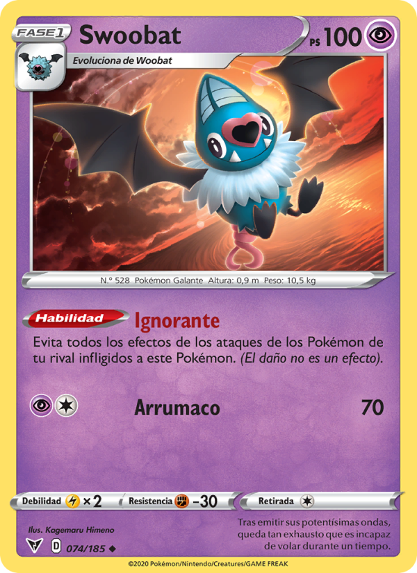 Swoobat 74 — Voltaje Vívido (Spanish Pokémon TCG card)