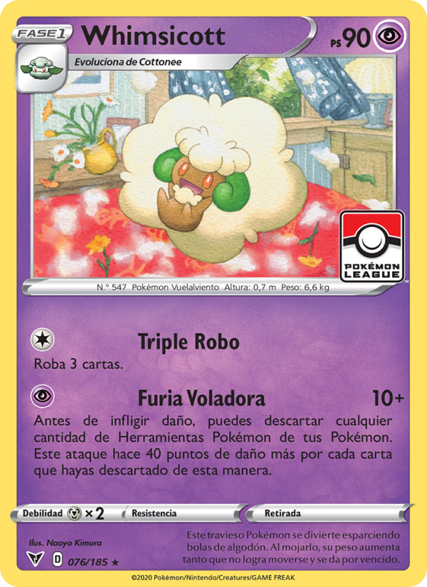 Whimsicott 76 — Voltaje Vívido (Spanish Pokémon TCG card)