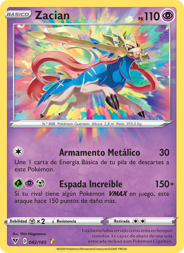 Zacian 82 — Voltaje Vívido (Spanish Pokémon TCG card)