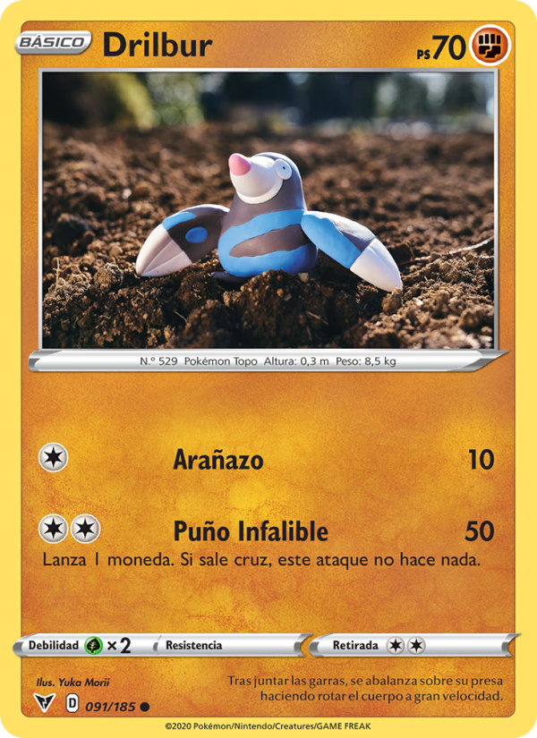 Drilbur 91 — Voltaje Vívido (Spanish Pokémon TCG card)