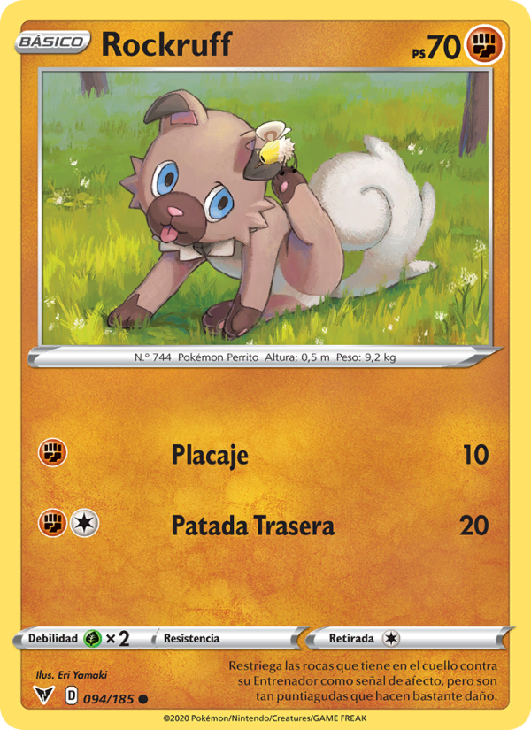 Rockruff 94 — Voltaje Vívido (Spanish Pokémon TCG card)