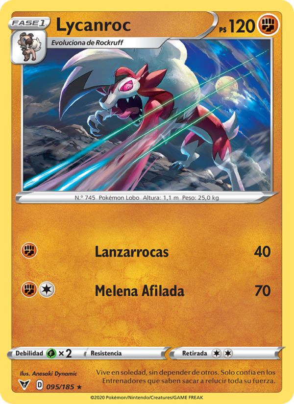 Lycanroc 95 — Voltaje Vívido (Spanish Pokémon TCG card)