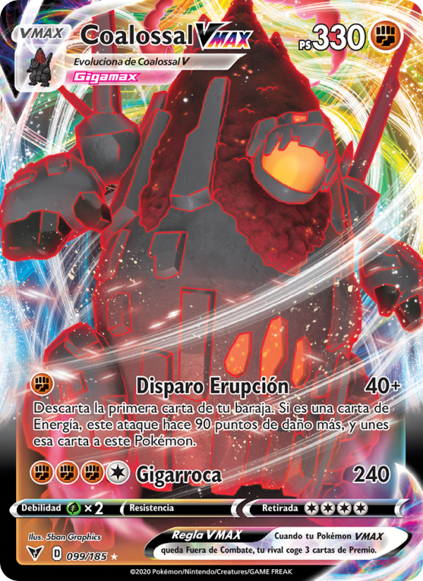 Coalossal VMAX 99 — Voltaje Vívido (Spanish Pokémon TCG card)