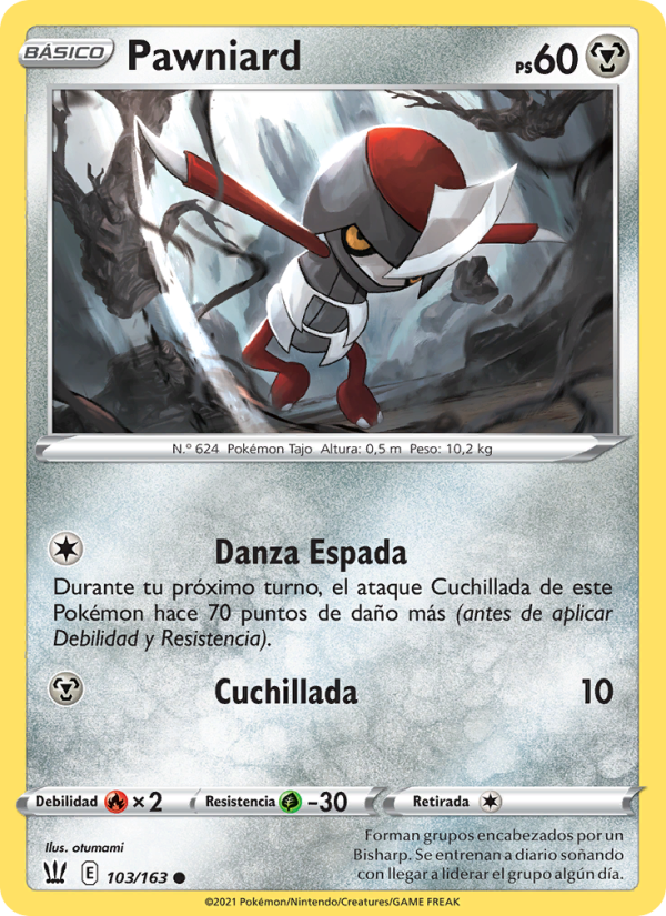 Pawniard 103 — Estilos de Combate (Spanish Pokémon TCG card)