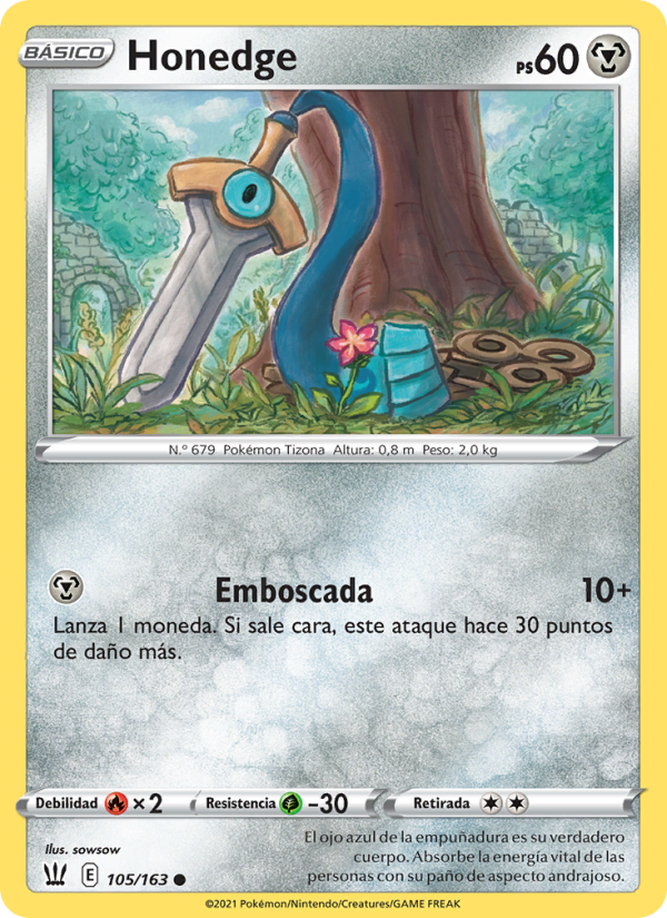 Honedge 105 — Estilos de Combate (Spanish Pokémon TCG card)
