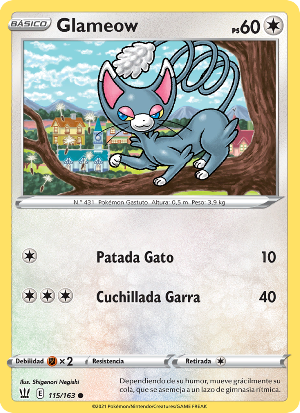 Glameow 115 — Estilos de Combate (Spanish Pokémon TCG card)