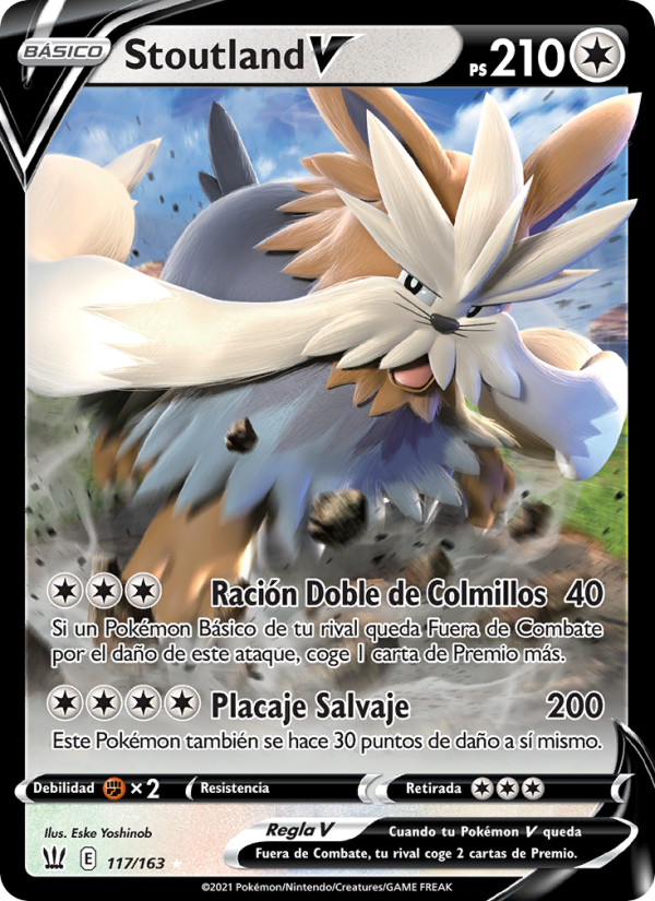Stoutland V 117 — Estilos de Combate (Spanish Pokémon TCG card)