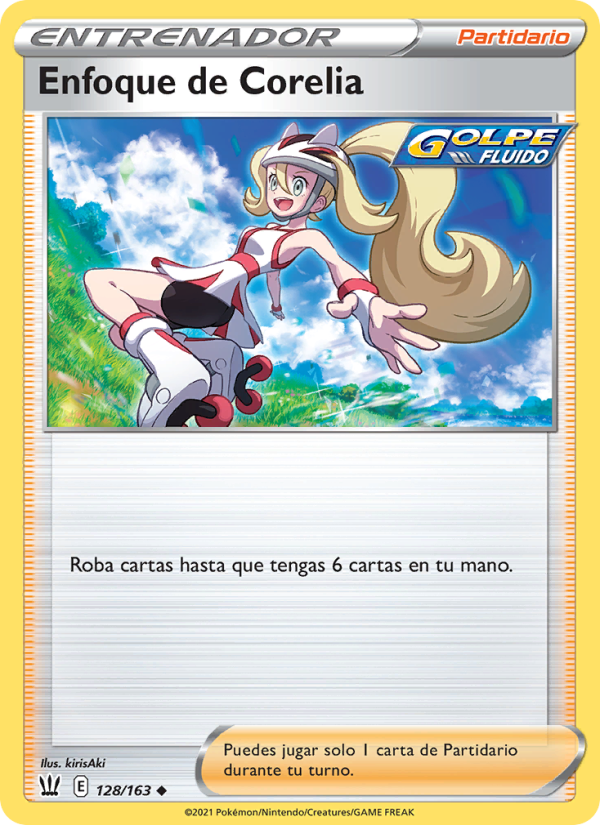 Enfoque de Corelia 128 — Estilos de Combate (Spanish Pokémon TCG card)