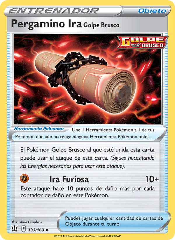 Pergamino Ira Golpe Brusco 133 — Estilos de Combate (Spanish Pokémon TCG card)