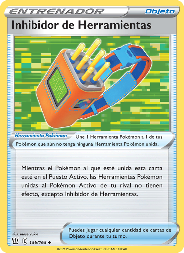 Inhibidor de Herramientas 136 — Estilos de Combate (Spanish Pokémon TCG card)