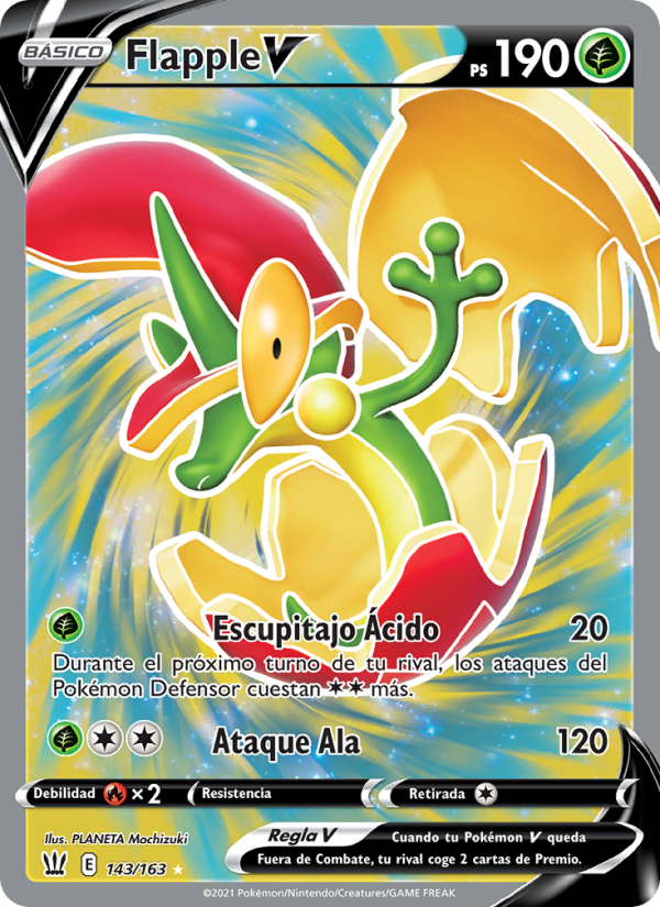Flapple V 143 — Estilos de Combate (Spanish Pokémon TCG card)