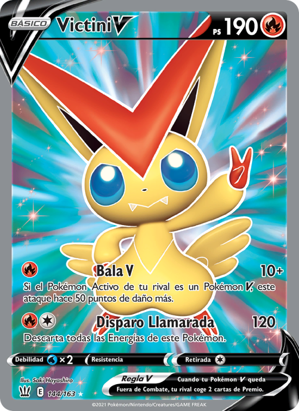 Victini V 144 — Estilos de Combate (Spanish Pokémon TCG card)
