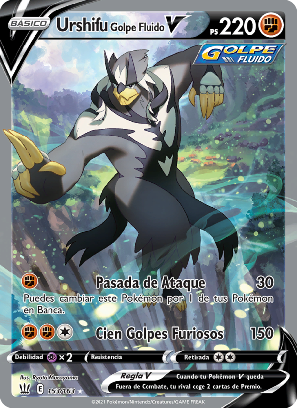 Urshifu Golpe Fluido V 153 — Estilos de Combate (Spanish Pokémon TCG card)