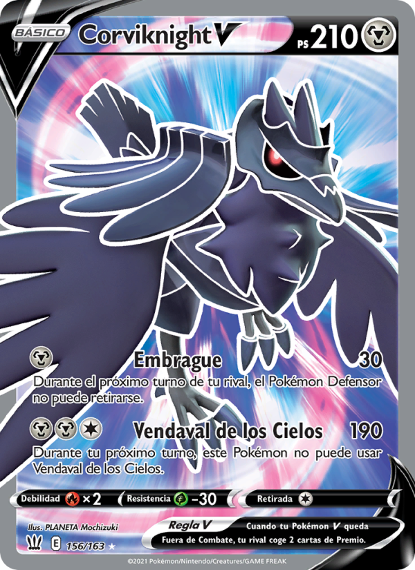 Corviknight V 156 — Estilos de Combate (Spanish Pokémon TCG card)