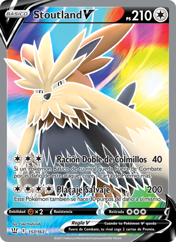 Stoutland V 157 — Estilos de Combate (Spanish Pokémon TCG card)