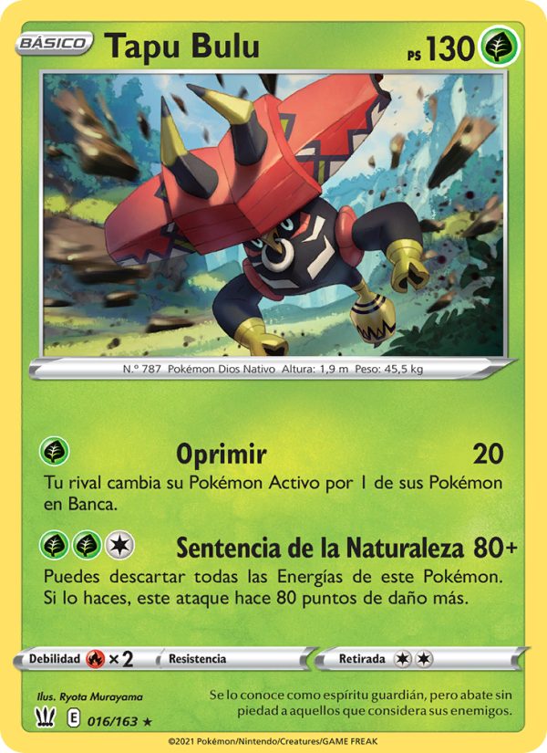Tapu Bulu 16 — Estilos de Combate (Spanish Pokémon TCG card)