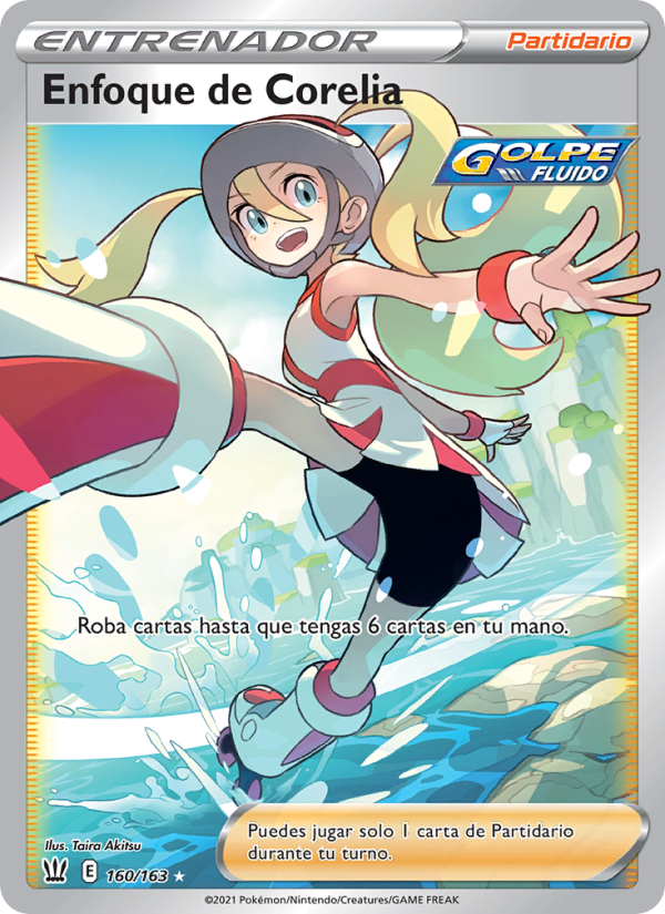 Enfoque de Corelia 160 — Estilos de Combate (Spanish Pokémon TCG card)