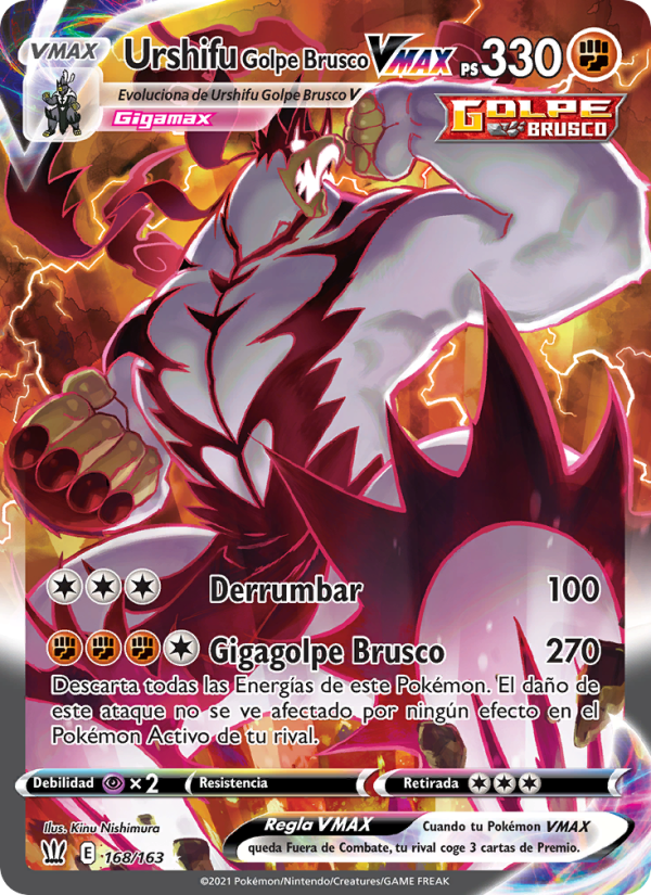 Urshifu Golpe Brusco VMAX 168 — Estilos de Combate (Spanish Pokémon TCG card)