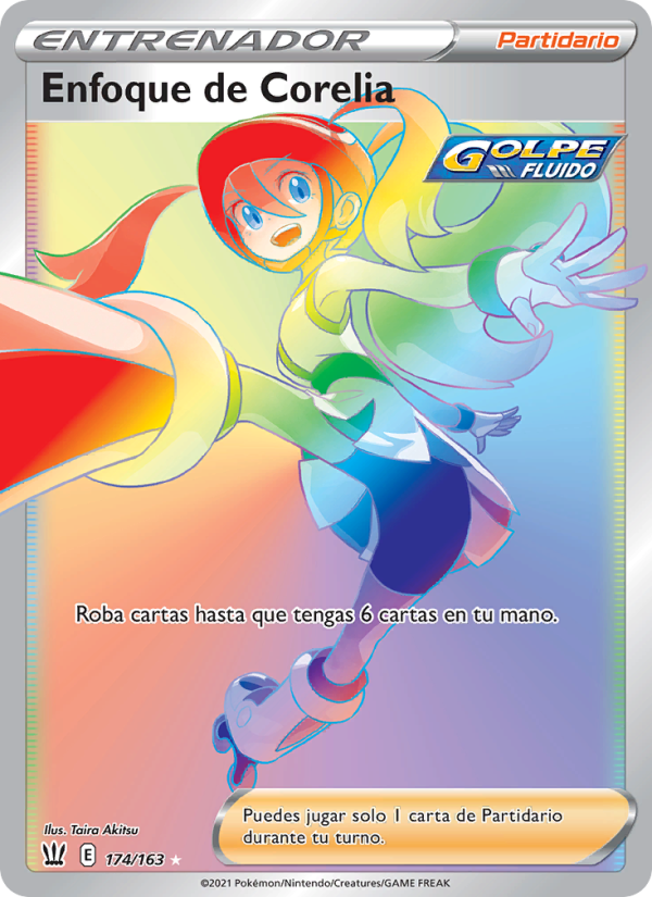 Enfoque de Corelia 174 — Estilos de Combate (Spanish Pokémon TCG card)