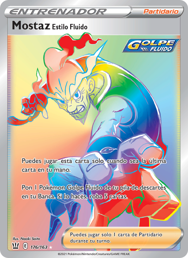 Mostaz Estilo Fluido 176 — Estilos de Combate (Spanish Pokémon TCG card)