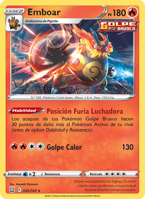 Emboar 25 — Estilos de Combate (Spanish Pokémon TCG card)