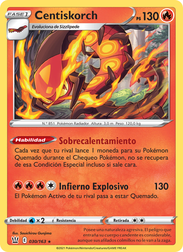 Centiskorch 30 — Estilos de Combate (Spanish Pokémon TCG card)