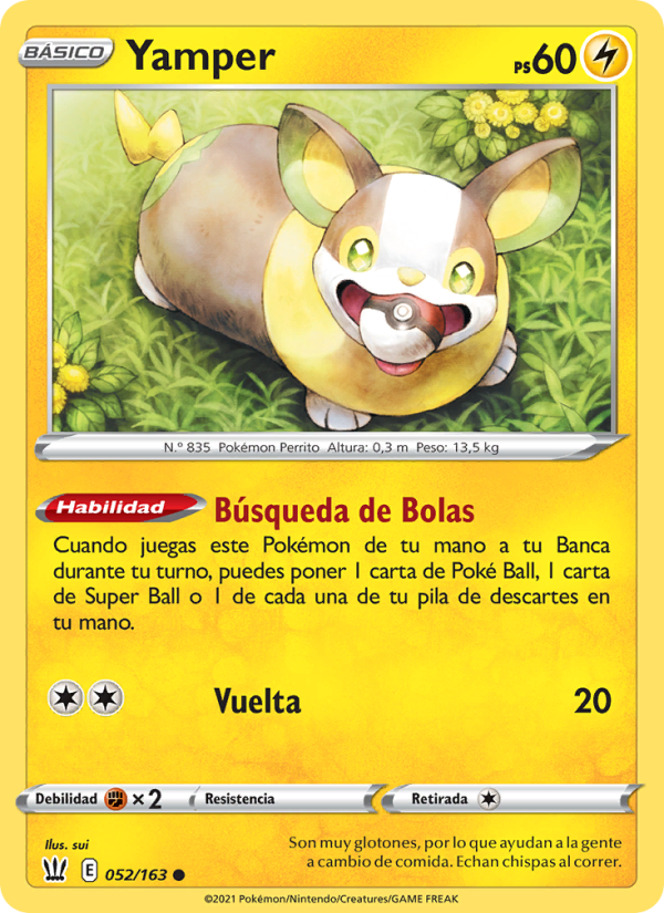 Yamper 52 — Estilos de Combate (Spanish Pokémon TCG card)