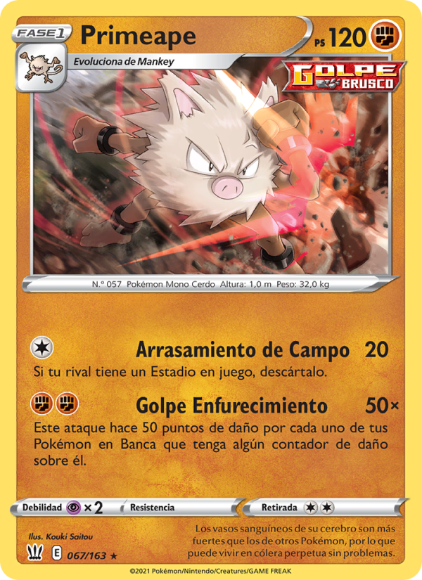 Primeape 67 — Estilos de Combate (Spanish Pokémon TCG card)