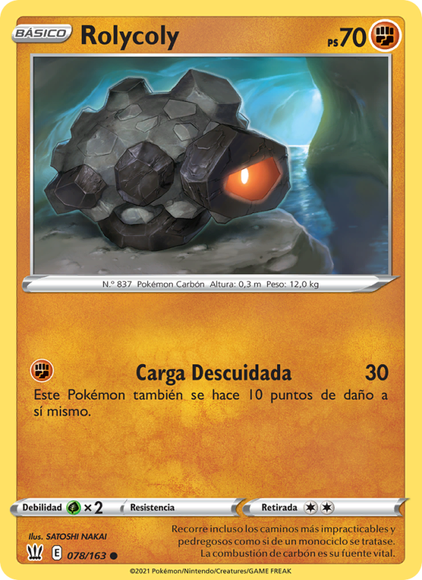 Rolycoly 78 — Estilos de Combate (Spanish Pokémon TCG card)