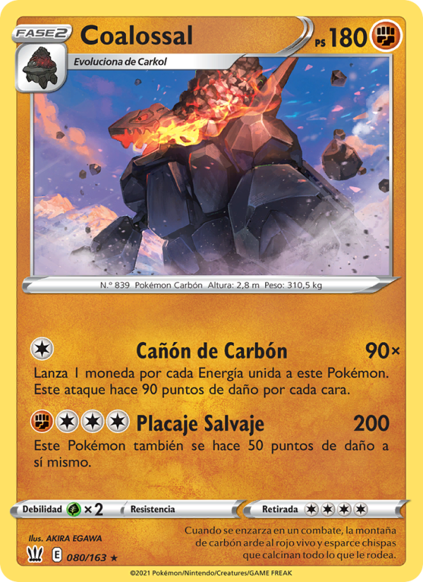 Coalossal 80 — Estilos de Combate (Spanish Pokémon TCG card)