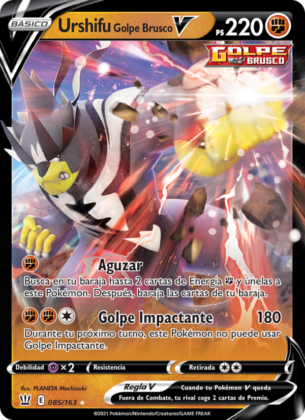 Urshifu Golpe Brusco V 85 — Estilos de Combate (Spanish Pokémon TCG card)