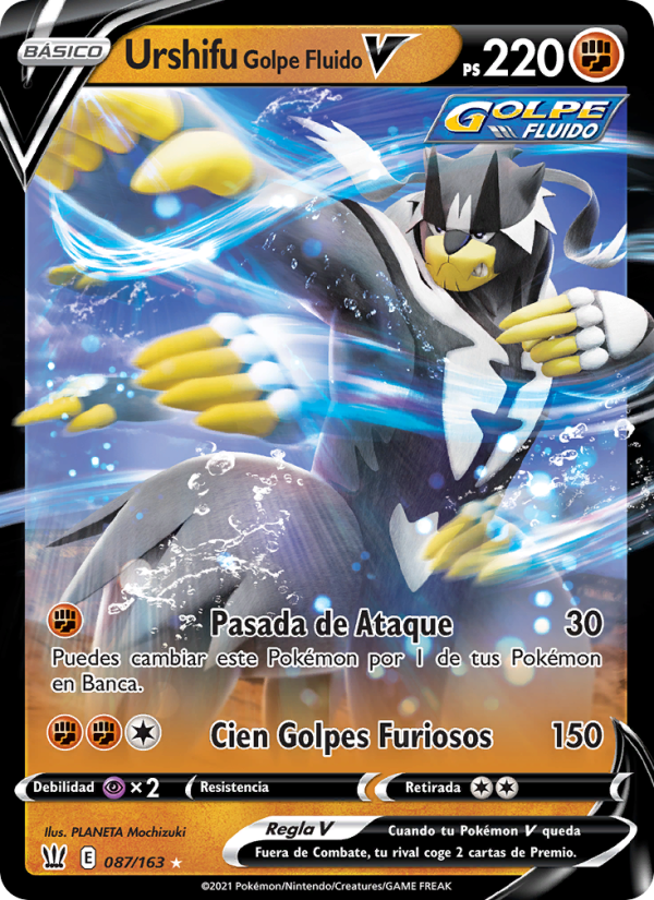 Urshifu Golpe Fluido V 87 — Estilos de Combate (Spanish Pokémon TCG card)