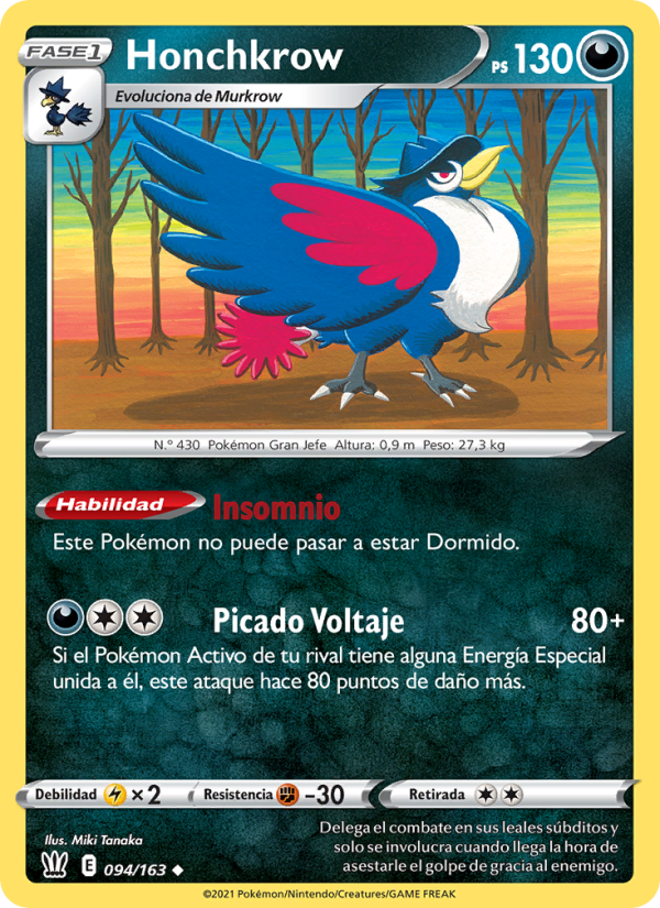 Honchkrow 94 — Estilos de Combate (Spanish Pokémon TCG card)