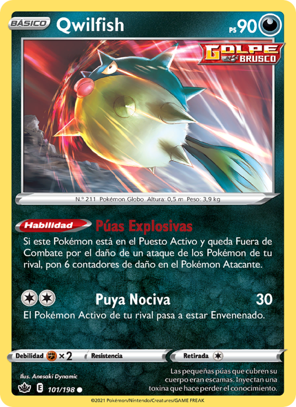 Qwilfish 101 — Reinado Escalofriante (Spanish Pokémon TCG card)