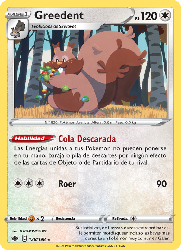 Greedent 128 — Reinado Escalofriante (Spanish Pokémon TCG card)