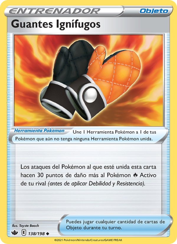 Guantes Ignífugos 138 — Reinado Escalofriante (Spanish Pokémon TCG card)