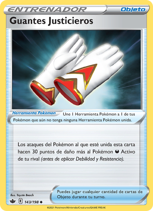 Guantes Justicieros 143 — Reinado Escalofriante (Spanish Pokémon TCG card)