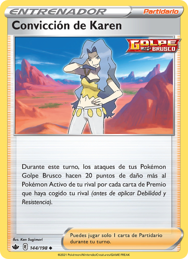 Convicción de Karen 144 — Reinado Escalofriante (Spanish Pokémon TCG card)