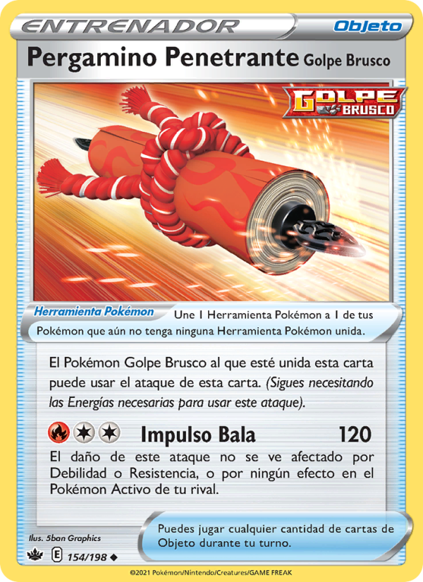 Pergamino Penetrante Golpe Brusco 154 — Reinado Escalofriante (Spanish Pokémon TCG card)