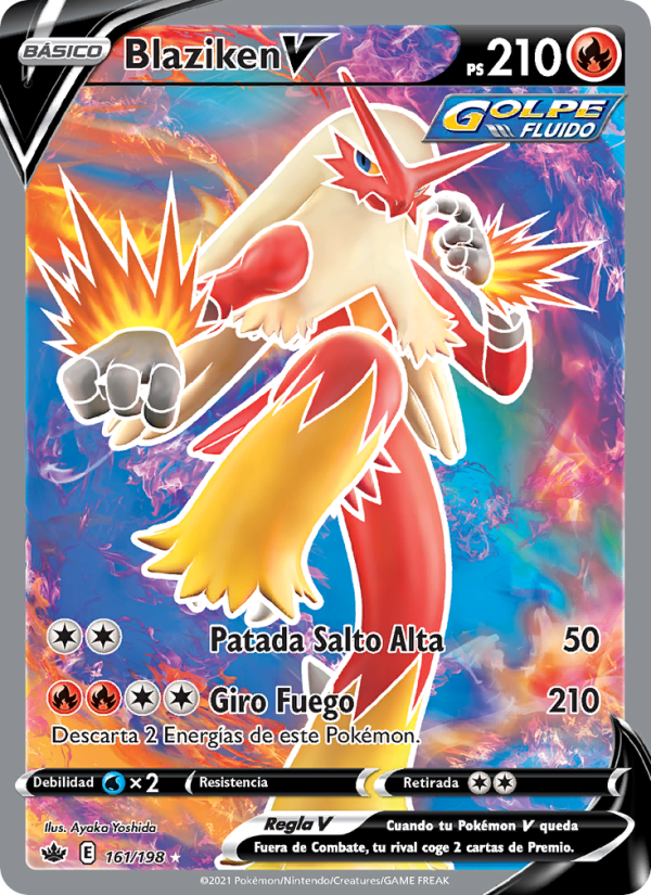 Blaziken V 161 — Reinado Escalofriante (Spanish Pokémon TCG card)