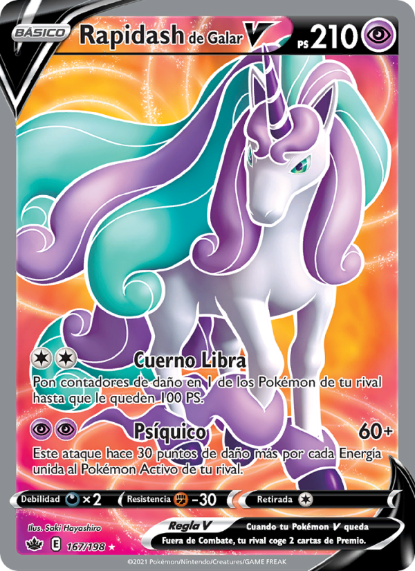 Rapidash de Galar V 167 — Reinado Escalofriante (Spanish Pokémon TCG card)