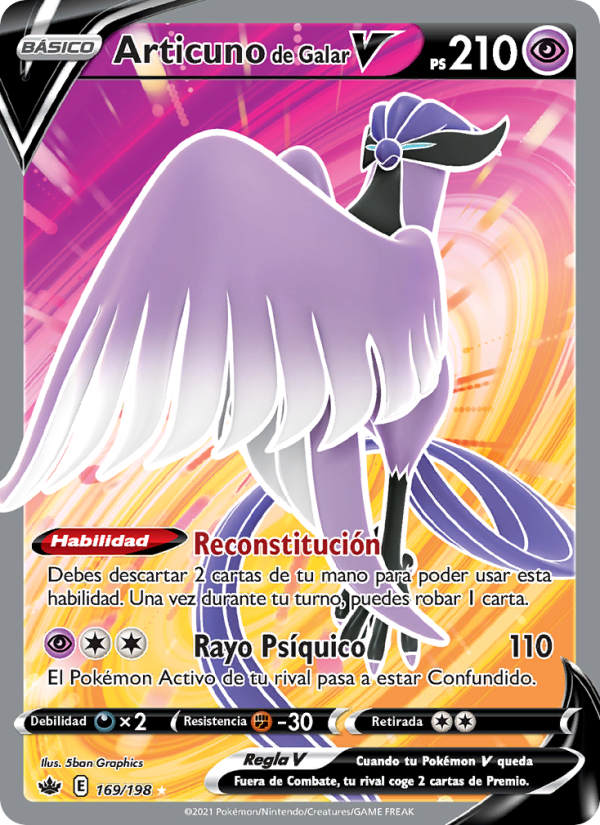 Articuno de Galar V 169 — Reinado Escalofriante (Spanish Pokémon TCG card)