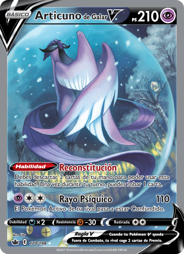 Articuno de Galar V 170 — Reinado Escalofriante (Spanish Pokémon TCG card)