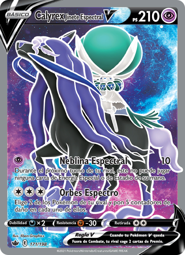 Calyrex Jinete Espectral V 171 — Reinado Escalofriante (Spanish Pokémon TCG card)