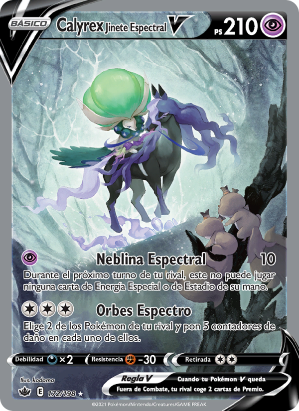 Calyrex Jinete Espectral V 172 — Reinado Escalofriante (Spanish Pokémon TCG card)