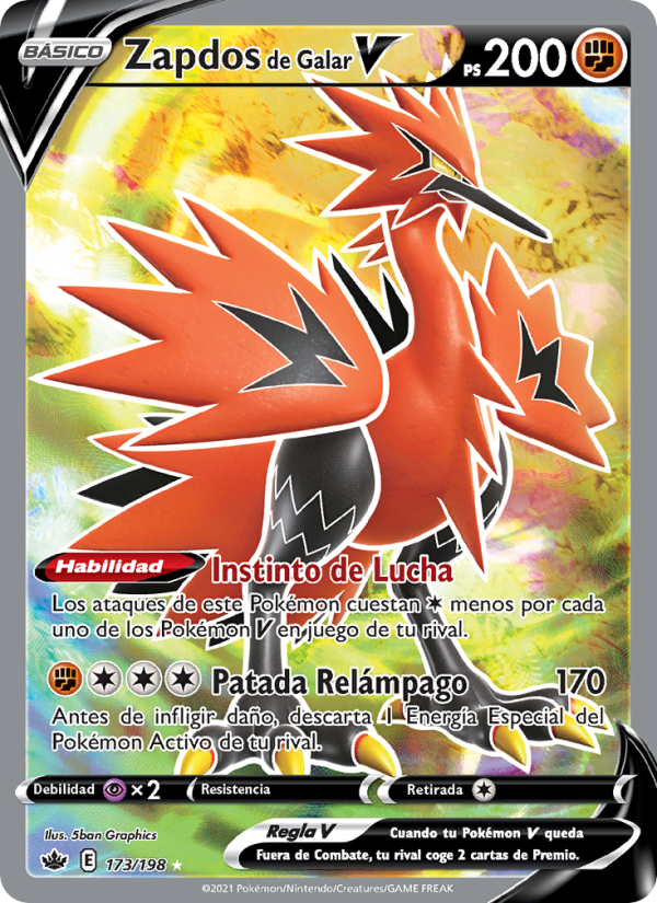 Zapdos de Galar V 173 — Reinado Escalofriante (Spanish Pokémon TCG card)
