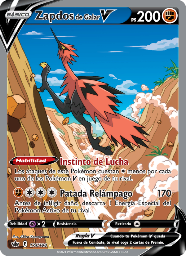 Zapdos de Galar V 174 — Reinado Escalofriante (Spanish Pokémon TCG card)