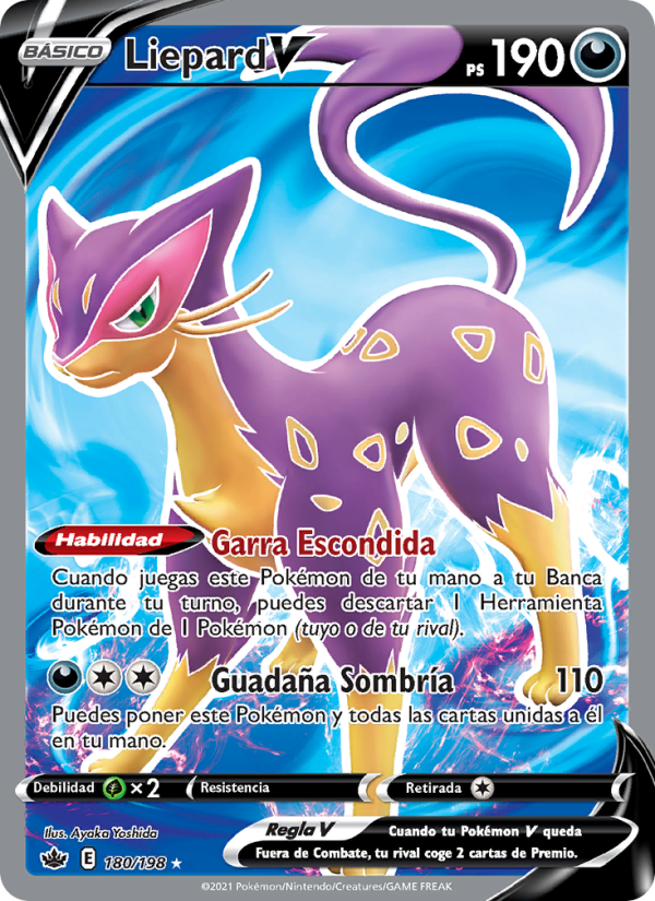 Liepard V 180 — Reinado Escalofriante (Spanish Pokémon TCG card)
