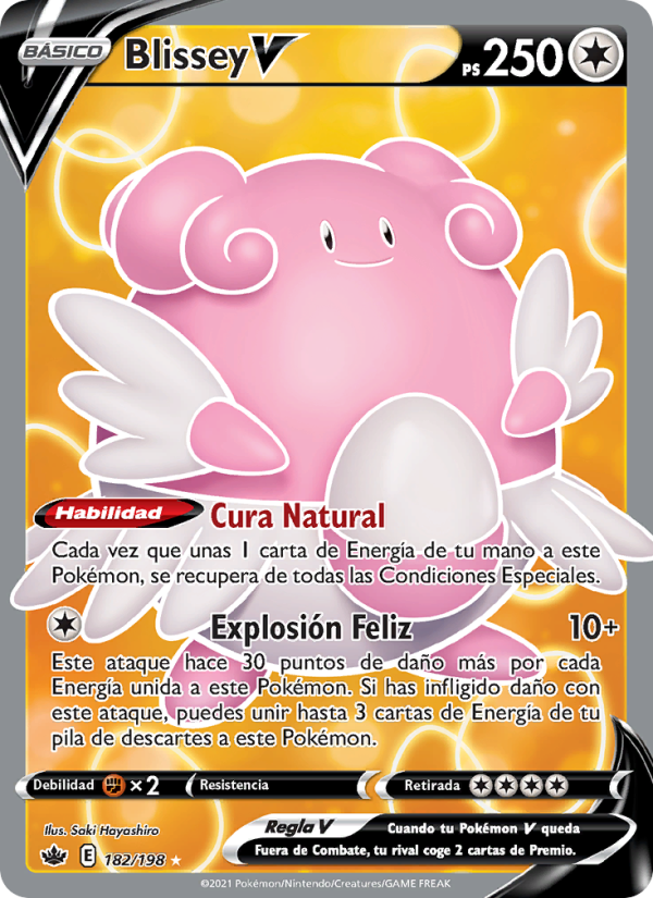 Blissey V 182 — Reinado Escalofriante (Spanish Pokémon TCG card)